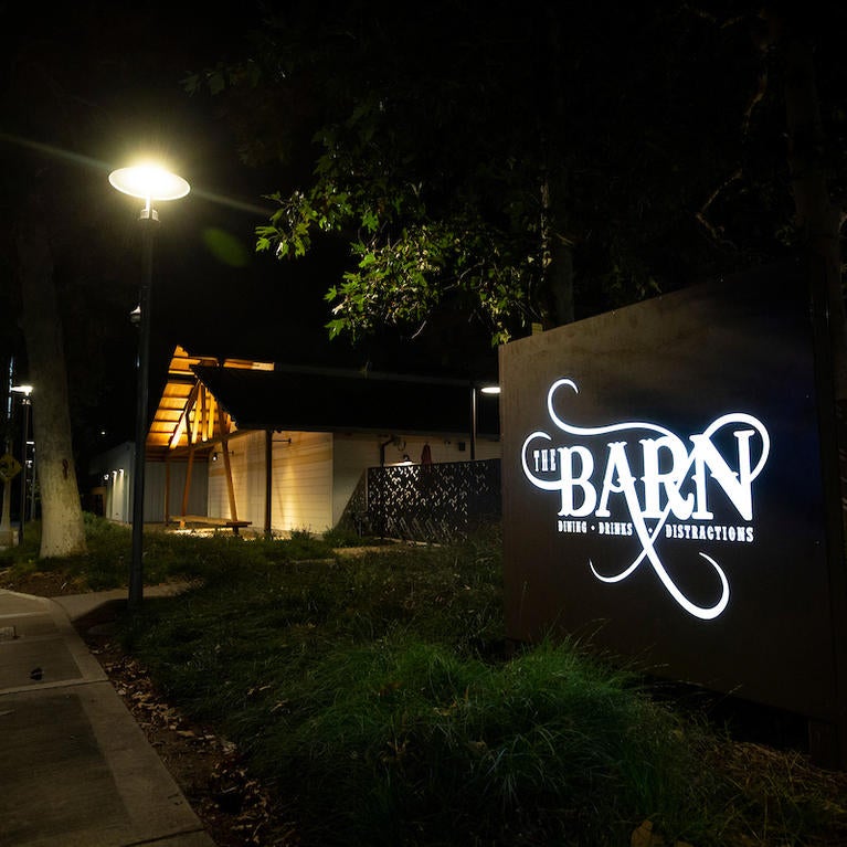 the Barn at night
